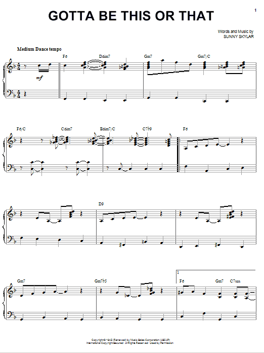 Benny Goodman Gotta Be This Or That sheet music notes and chords arranged for Piano & Vocal