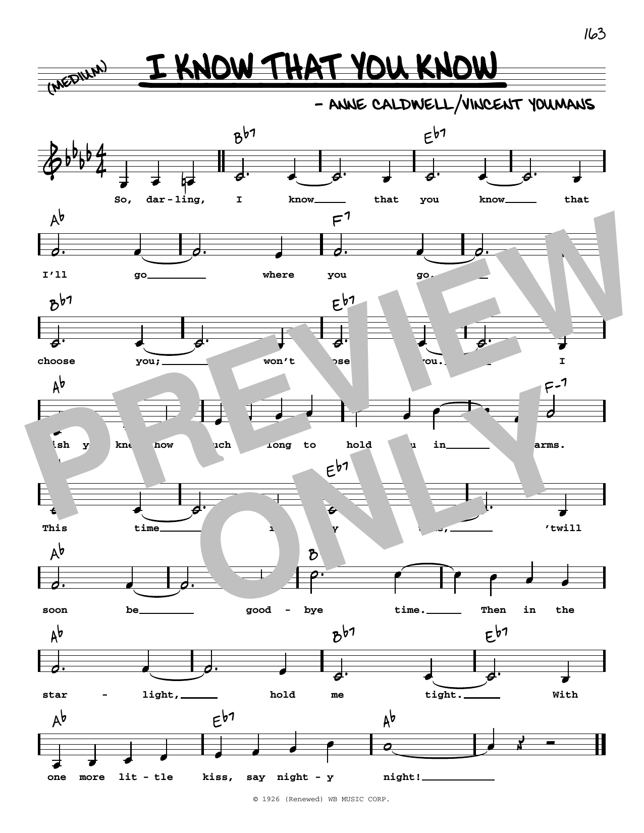Benny Goodman I Know That You Know (Low Voice) sheet music notes and chords arranged for Real Book – Melody, Lyrics & Chords
