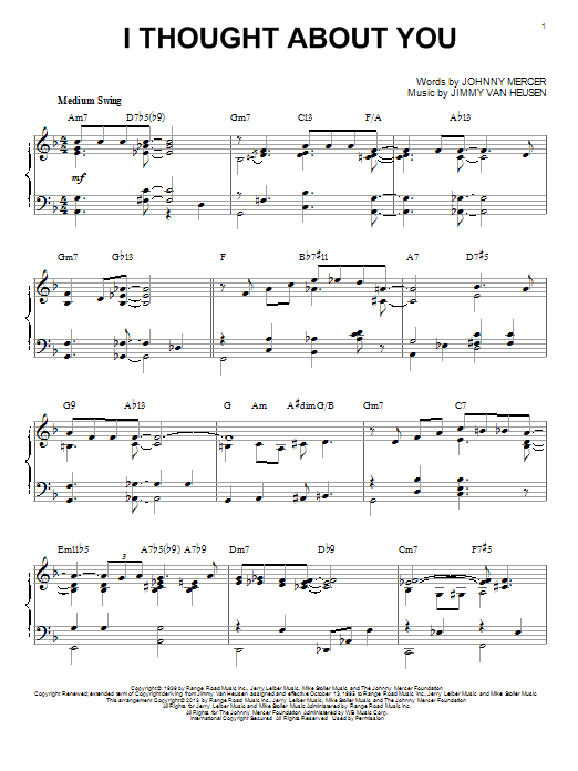 Benny Goodman I Thought About You (arr. Brent Edstrom) sheet music notes and chords arranged for Piano Solo