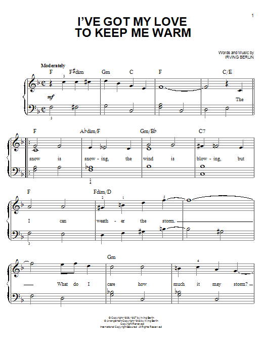 Benny Goodman I've Got My Love To Keep Me Warm sheet music notes and chords arranged for Easy Piano