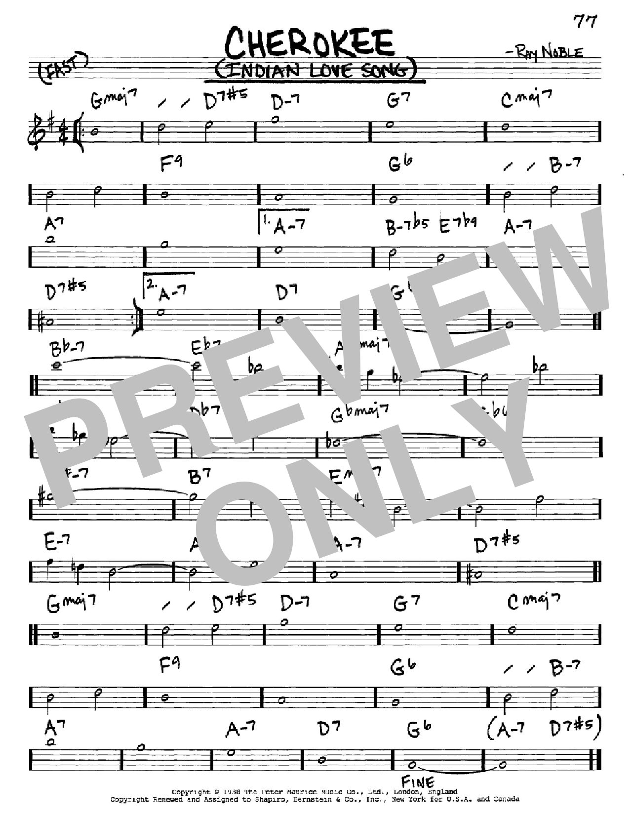 Benny Goodman Sextet Cherokee (Indian Love Song) sheet music notes and chords arranged for Real Book – Melody & Chords – C Instruments