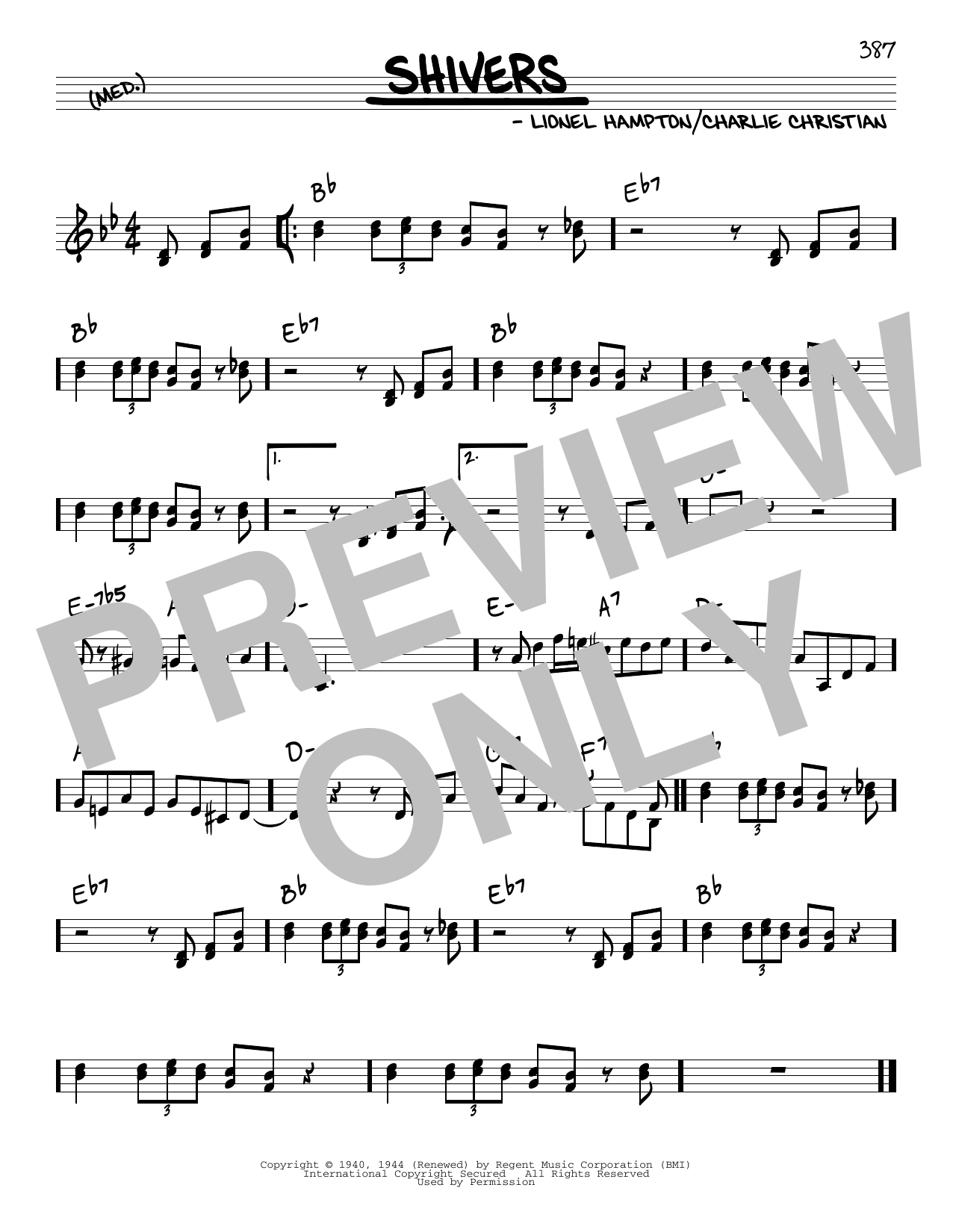 Benny Goodman Shivers sheet music notes and chords arranged for Real Book – Melody & Chords