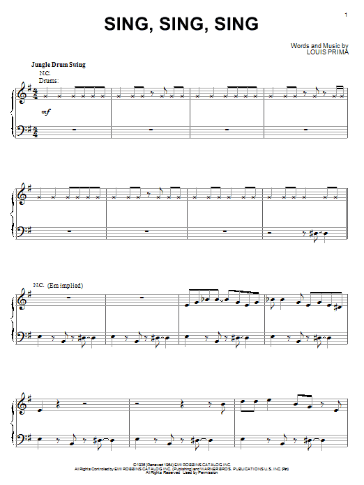 Benny Goodman Sing, Sing, Sing sheet music notes and chords arranged for Drums Transcription