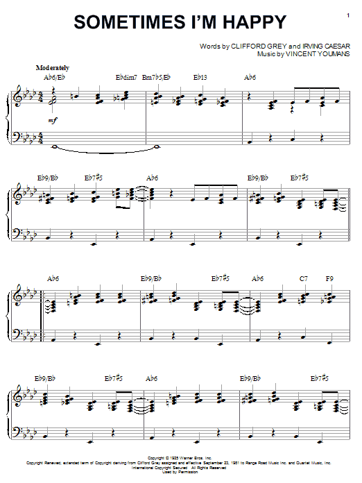 Benny Goodman Sometimes I'm Happy sheet music notes and chords arranged for Piano Solo
