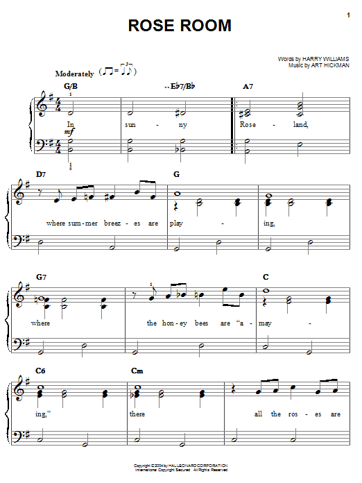 Benny Goodman Rose Room sheet music notes and chords. Download Printable PDF.