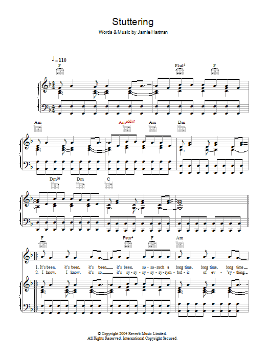 Ben's Brother Stuttering (Kiss Me Again) sheet music notes and chords arranged for Piano, Vocal & Guitar Chords