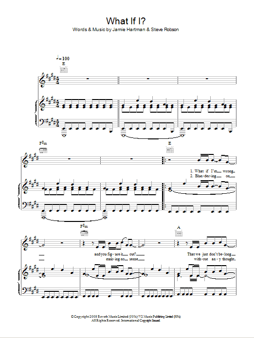 Ben's Brother What If I? sheet music notes and chords arranged for Piano, Vocal & Guitar Chords