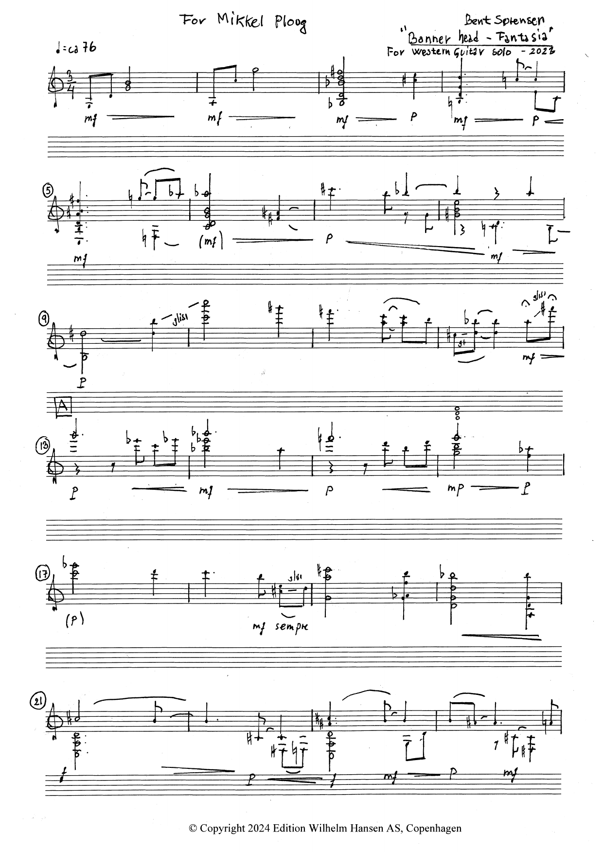 Bent Sørensen Banner Head - Fantasia sheet music notes and chords arranged for Solo Guitar