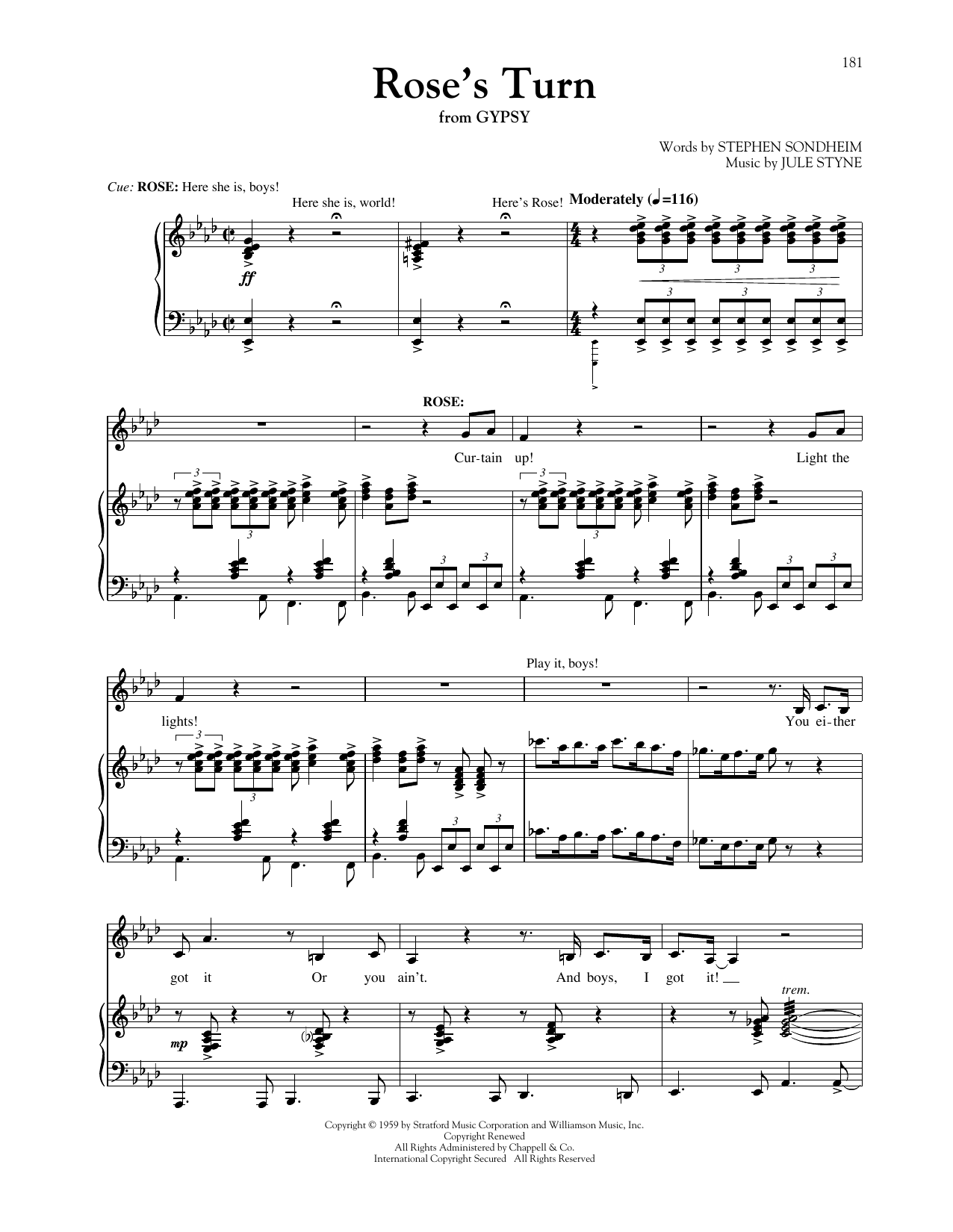 Bernadette Peters Rose's Turn (from Gypsy) sheet music notes and chords arranged for Piano & Vocal
