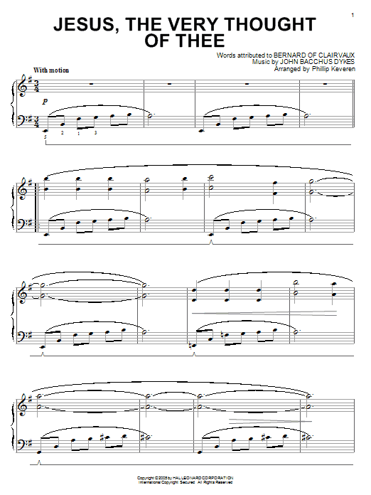 Bernard of Clairvaux Jesus, The Very Thought Of Thee [Jazz version] (arr. Phillip Keveren) sheet music notes and chords arranged for Piano Solo