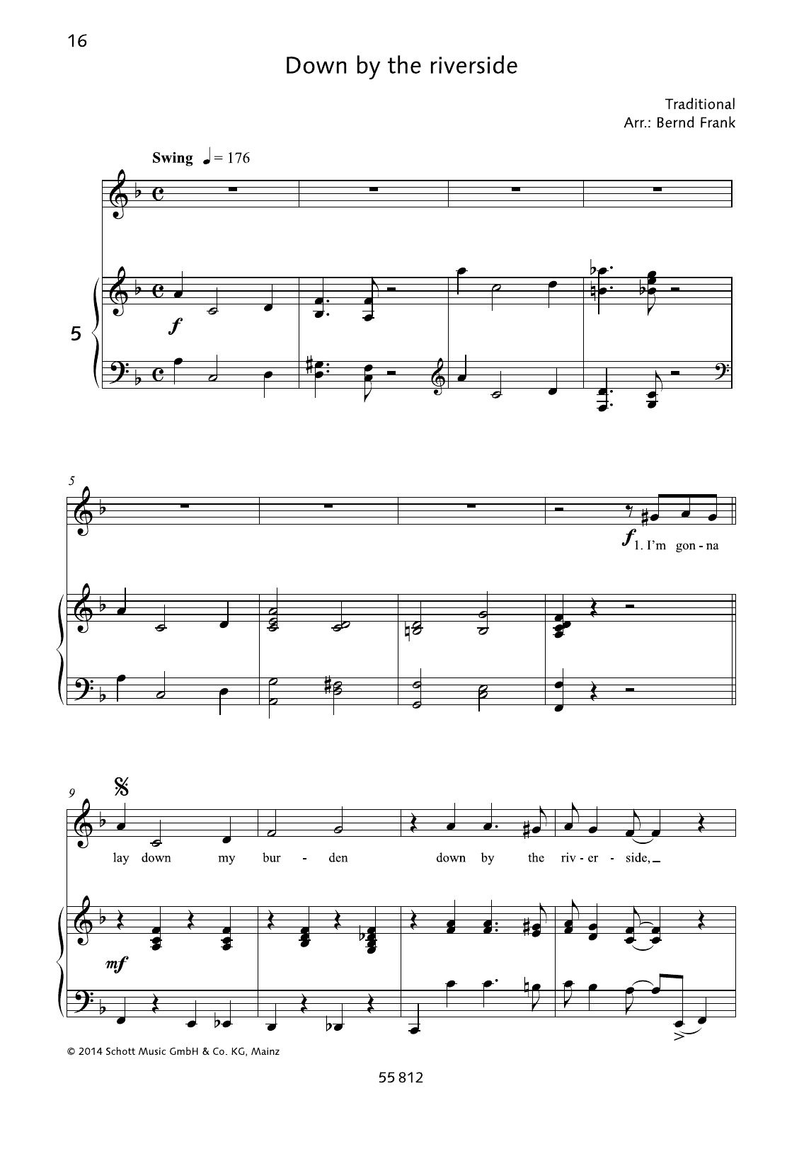 Bernd Frank Down by the Riverside sheet music notes and chords arranged for Piano & Vocal