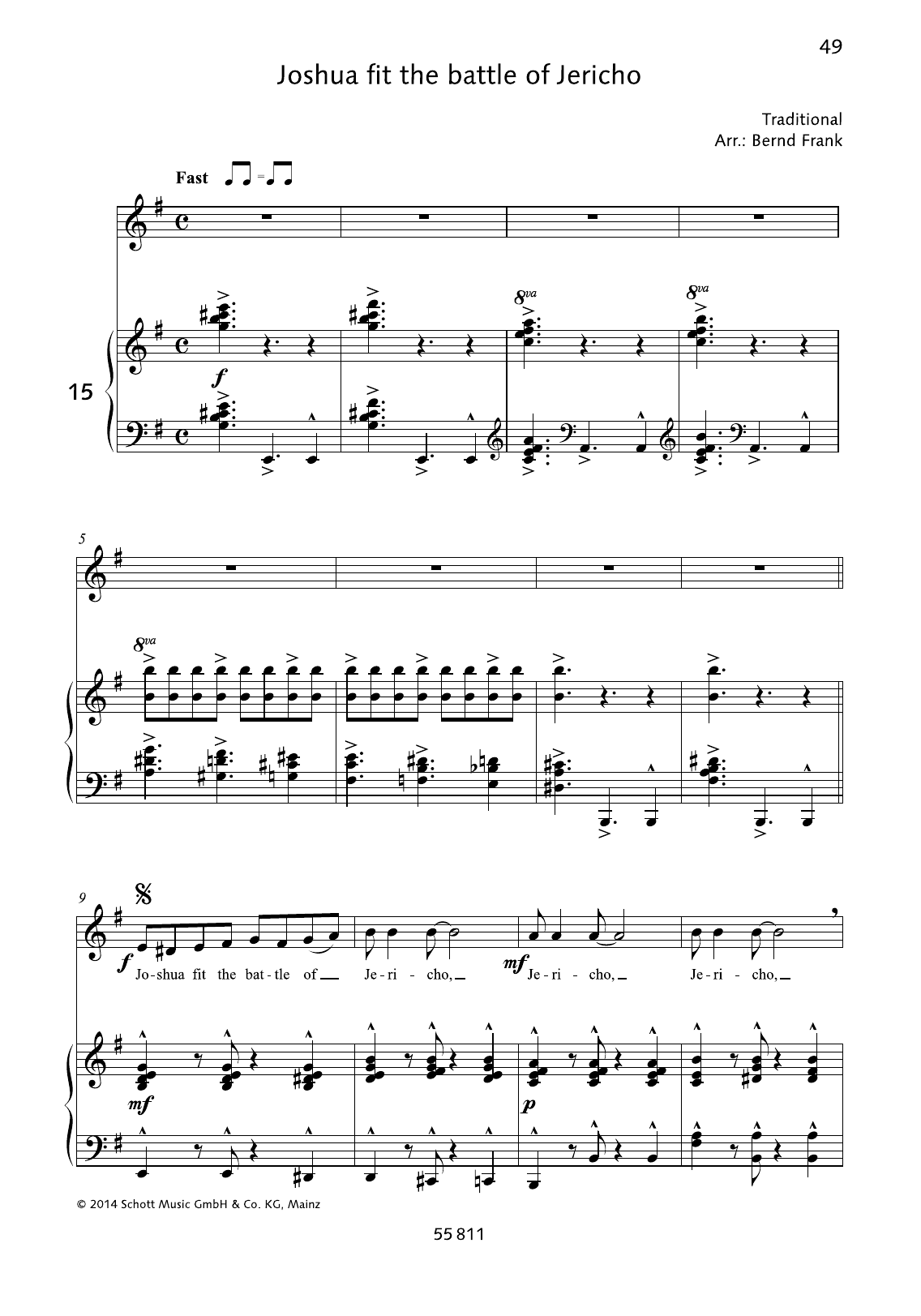 Bernd Frank Joshua Fit the Battle of Jericho sheet music notes and chords arranged for Piano & Vocal