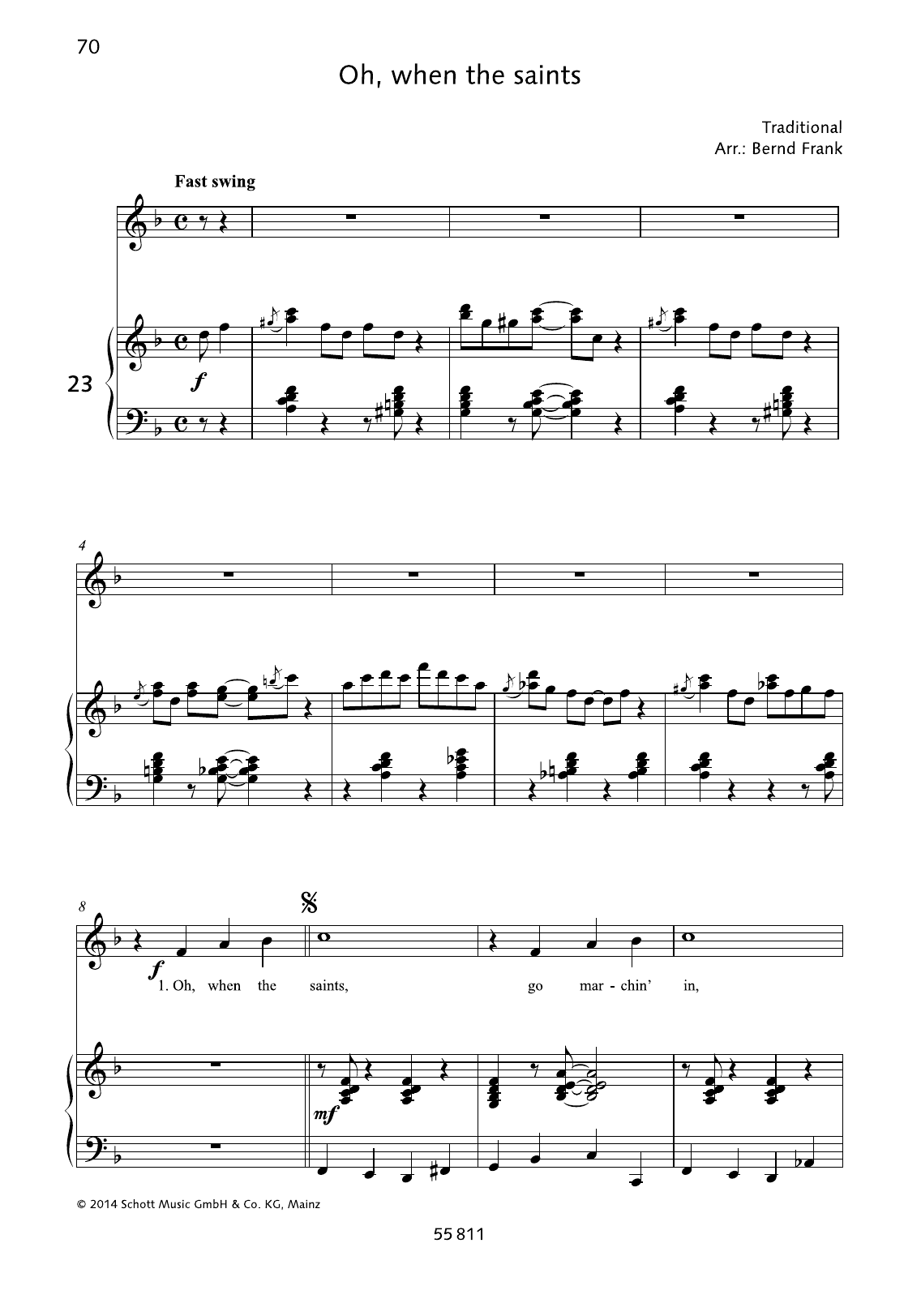 Bernd Frank Oh, when the saints sheet music notes and chords arranged for Piano & Vocal