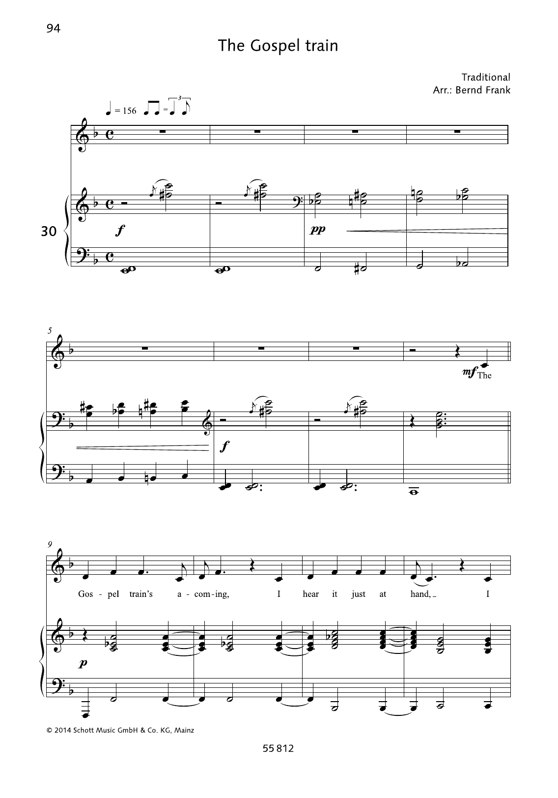 Bernd Frank The Gospel Train sheet music notes and chords arranged for Piano & Vocal