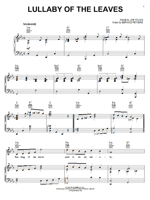 Bernice Petkere Lullaby Of The Leaves sheet music notes and chords arranged for Tenor Sax Solo