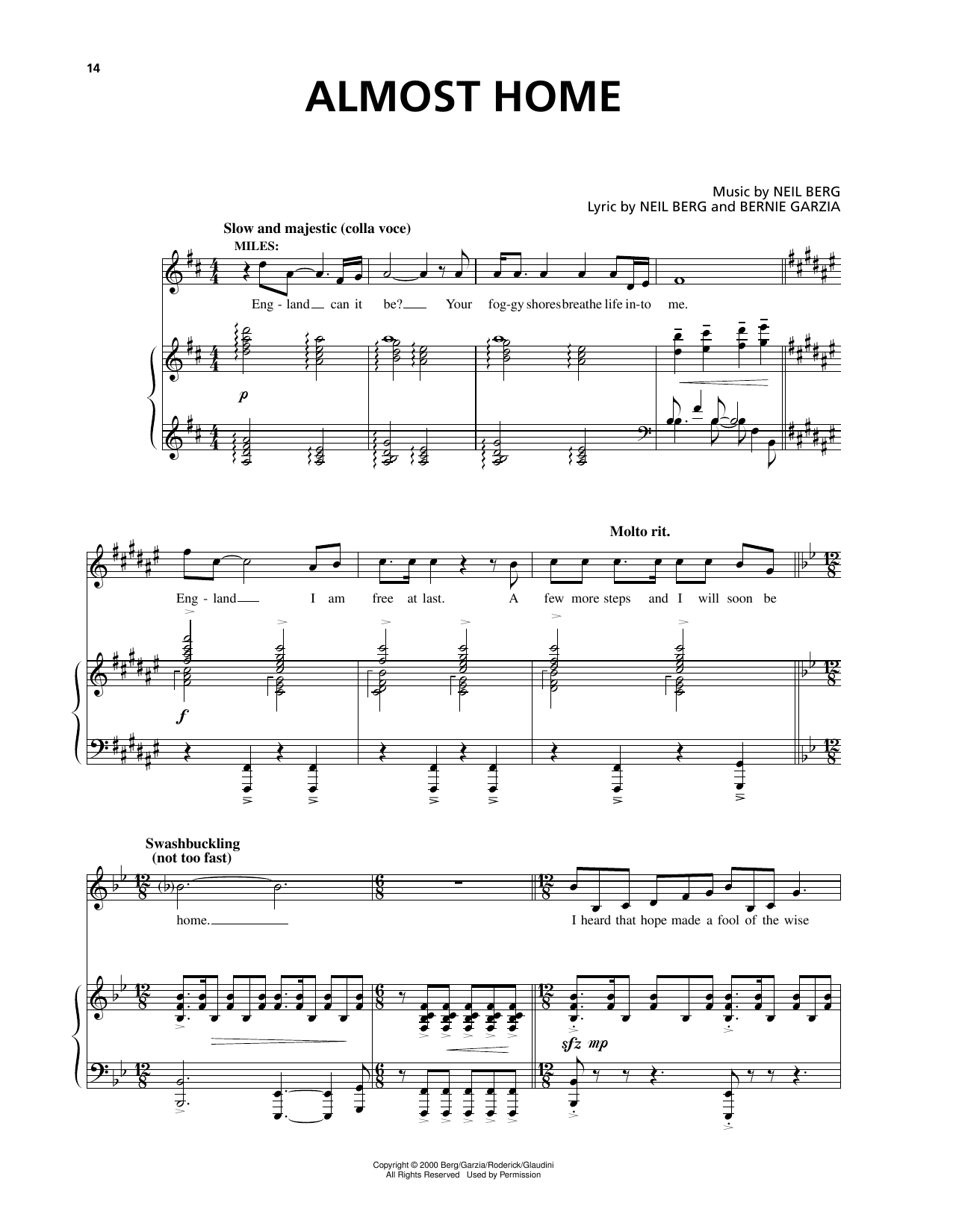 Bernie Garzia Almost Home (from The Prince And The Pauper) sheet music notes and chords arranged for Piano & Vocal