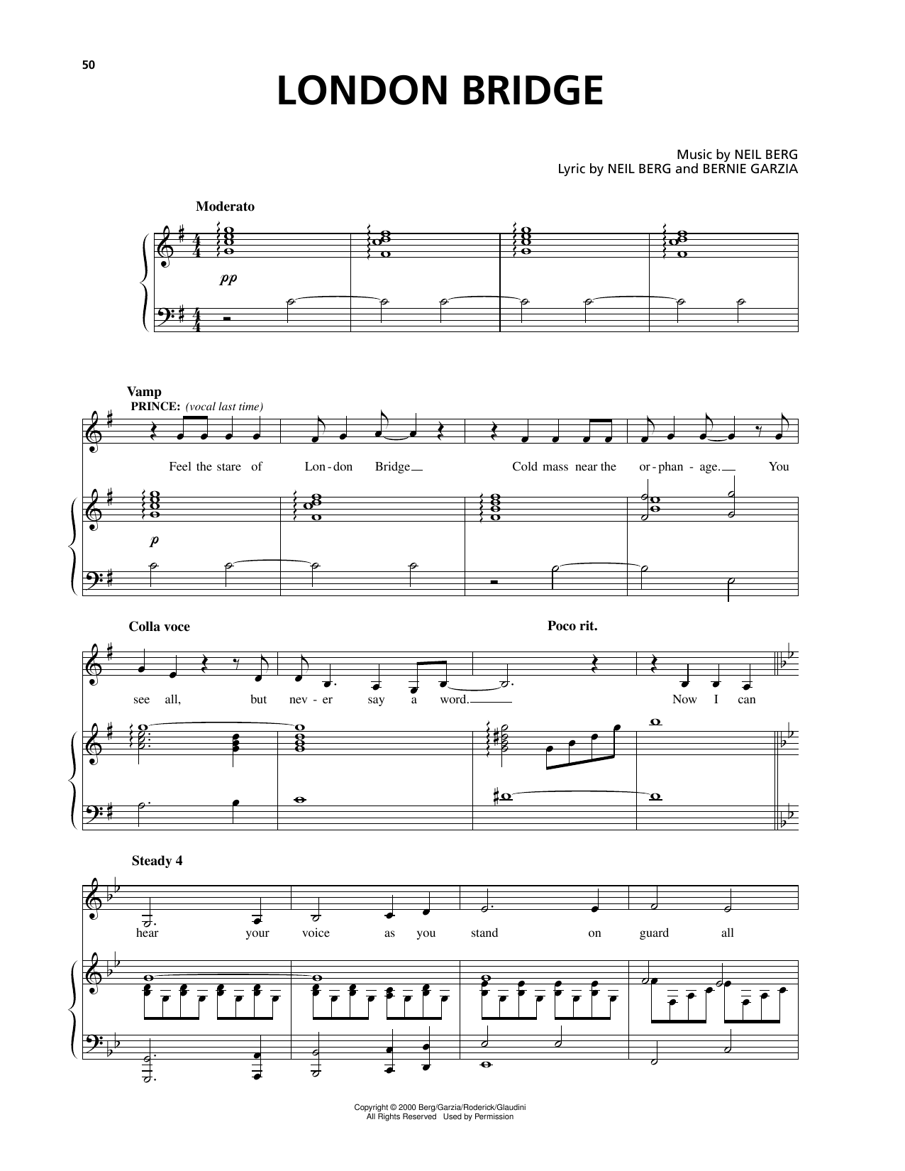 Bernie Garzia London Bridge (from The Prince And The Pauper) sheet music notes and chords arranged for Piano & Vocal