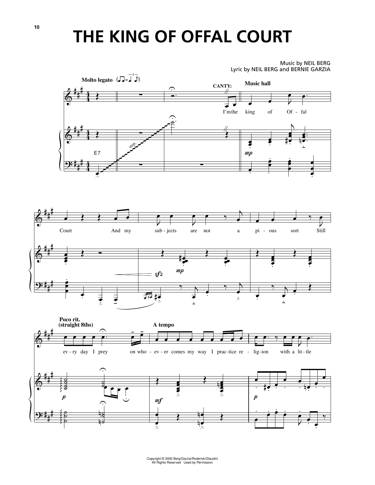 Bernie Garzia The King Of Offal Court (from The Prince And The Pauper) sheet music notes and chords arranged for Piano & Vocal