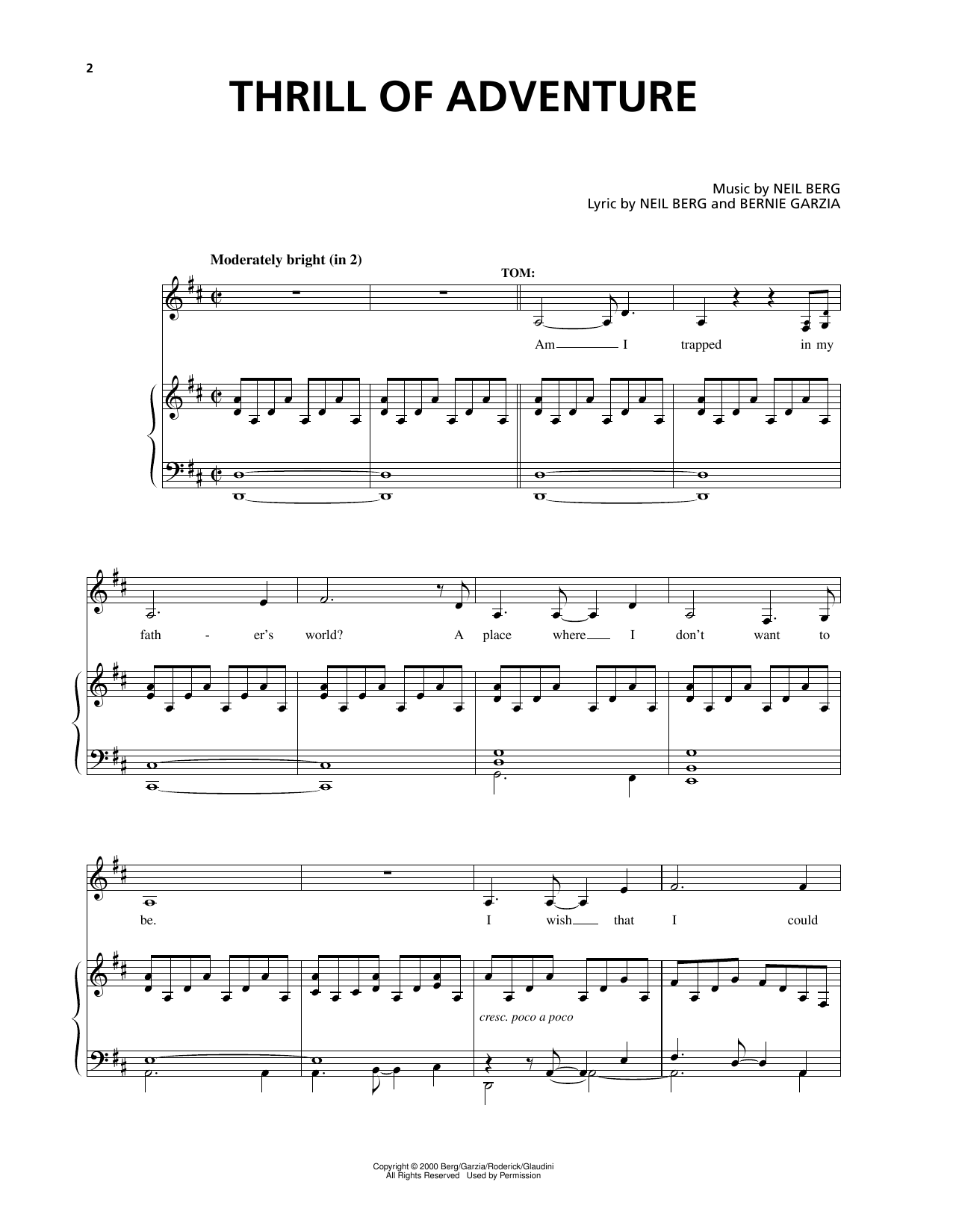 Bernie Garzia Thrill Of Adventure (from The Prince And The Pauper) sheet music notes and chords arranged for Piano & Vocal