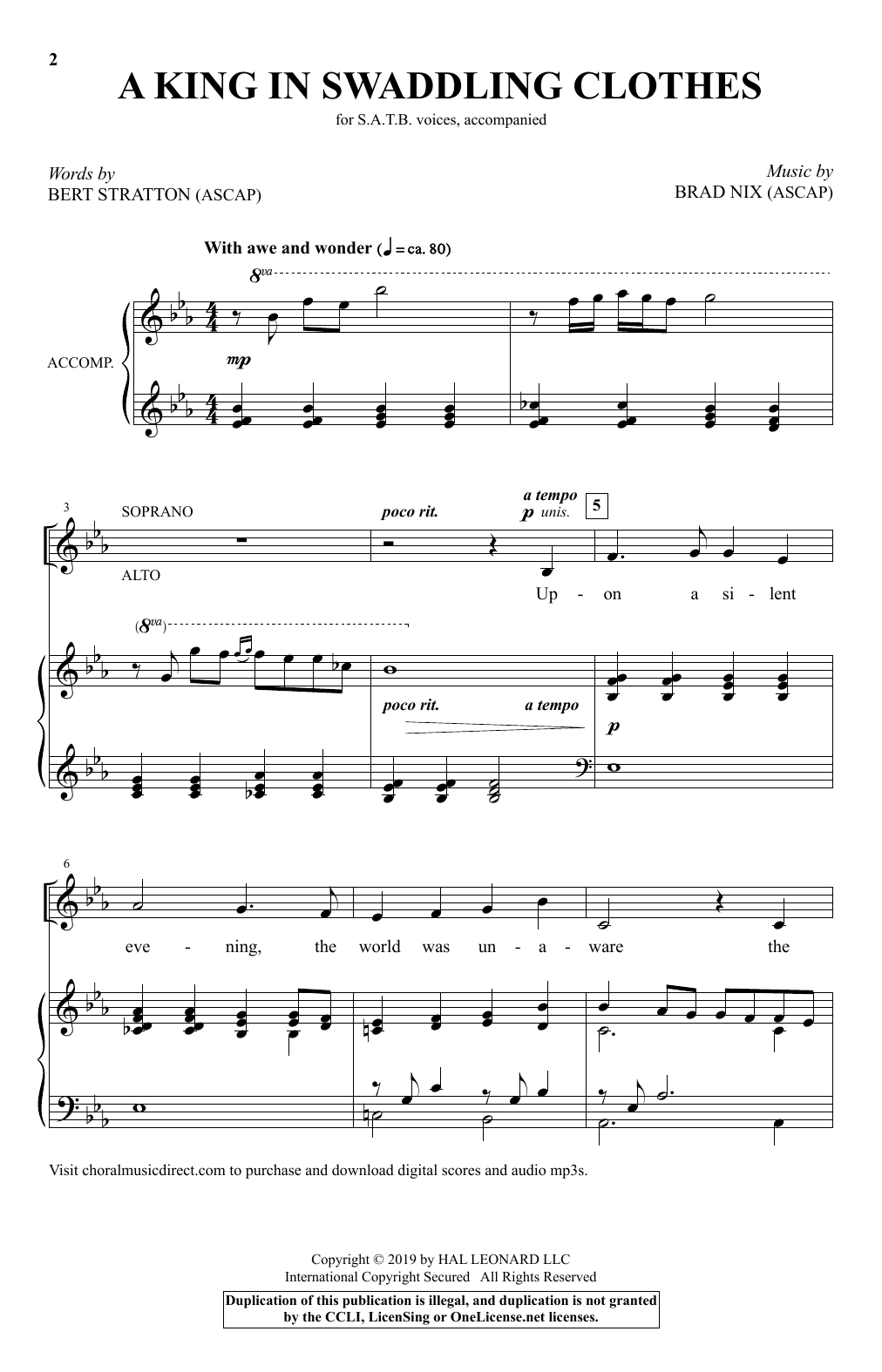 Bert Stratton & Brad Nix A King In Swaddling Clothes sheet music notes and chords arranged for SATB Choir