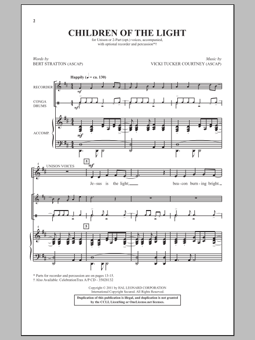 Bert Stratton Children Of The Light sheet music notes and chords arranged for 2-Part Choir