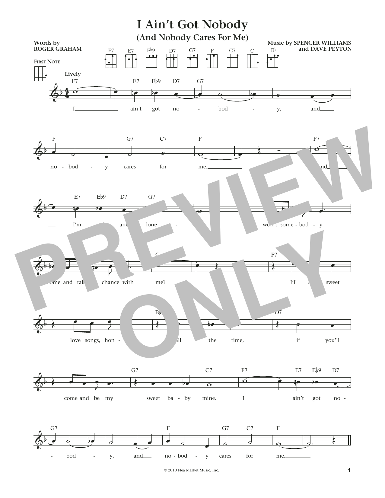 Bessie Smith I Ain't Got Nobody (And Nobody Cares For Me) (from The Daily Ukulele) (arr. Liz and Jim Beloff) sheet music notes and chords arranged for Ukulele