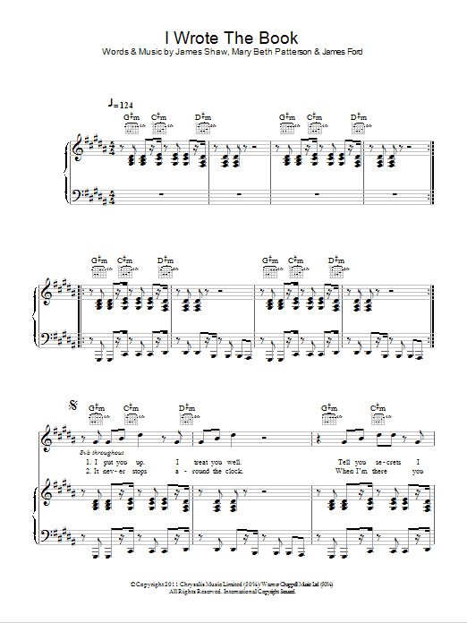 Beth Ditto I Wrote The Book sheet music notes and chords arranged for Piano, Vocal & Guitar Chords