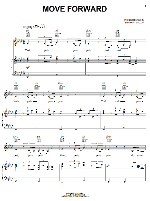 Bethany Dillon Move Forward sheet music notes and chords arranged for Piano, Vocal & Guitar Chords (Right-Hand Melody)
