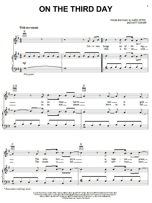 Bethany Dillon On The Third Day sheet music notes and chords arranged for Easy Piano