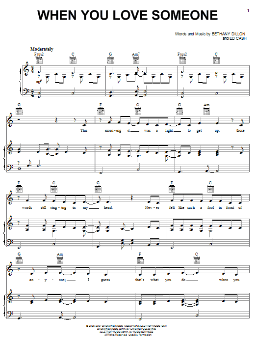 Bethany Dillon When You Love Someone sheet music notes and chords arranged for Piano, Vocal & Guitar Chords (Right-Hand Melody)