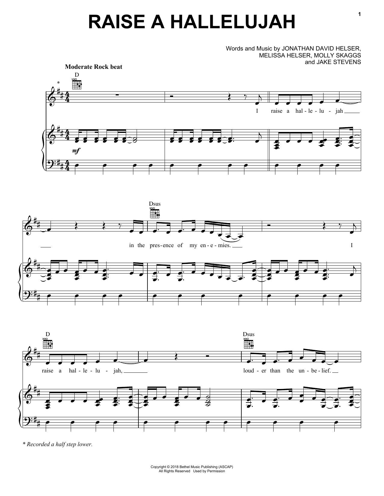 Bethel Music, Jonathan David Helser & Melissa Helser Raise A Hallelujah sheet music notes and chords arranged for Piano, Vocal & Guitar Chords (Right-Hand Melody)