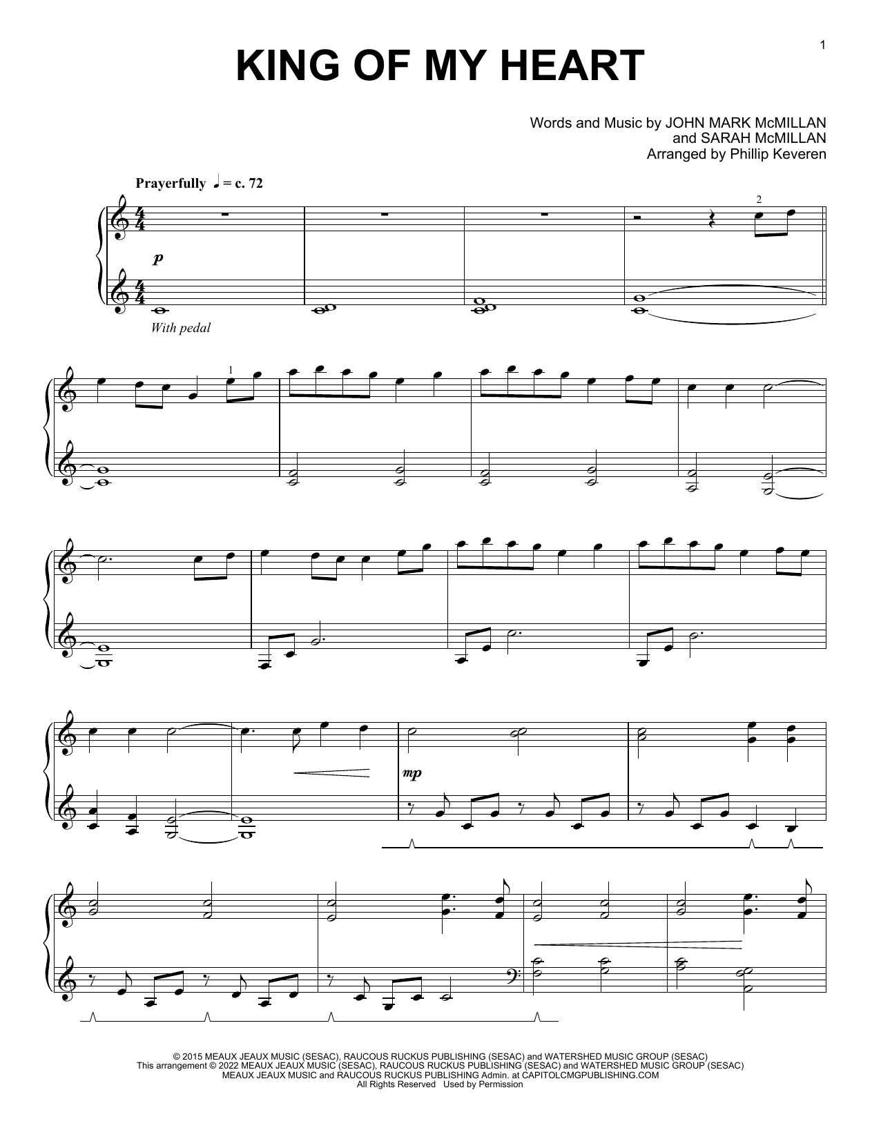 Bethel Music King Of My Heart (arr. Phillip Keveren) sheet music notes and chords arranged for Piano Solo