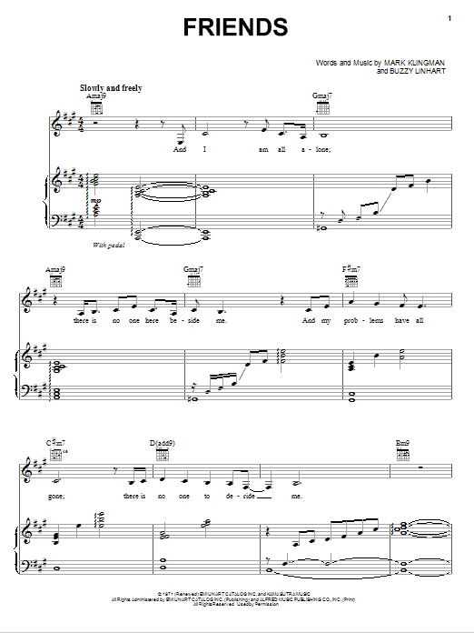 Bette Midler Friends sheet music notes and chords arranged for Piano & Vocal