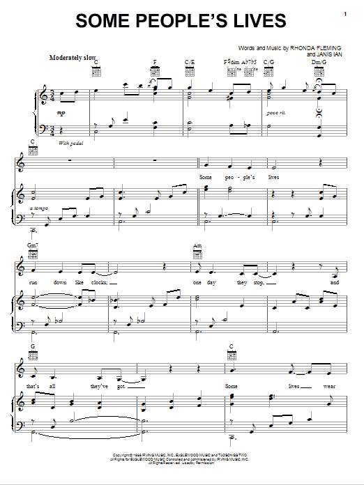 Bette Midler Some People's Lives sheet music notes and chords arranged for Piano & Vocal