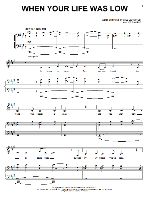 Bette Midler When Your Life Was Low sheet music notes and chords arranged for Piano & Vocal