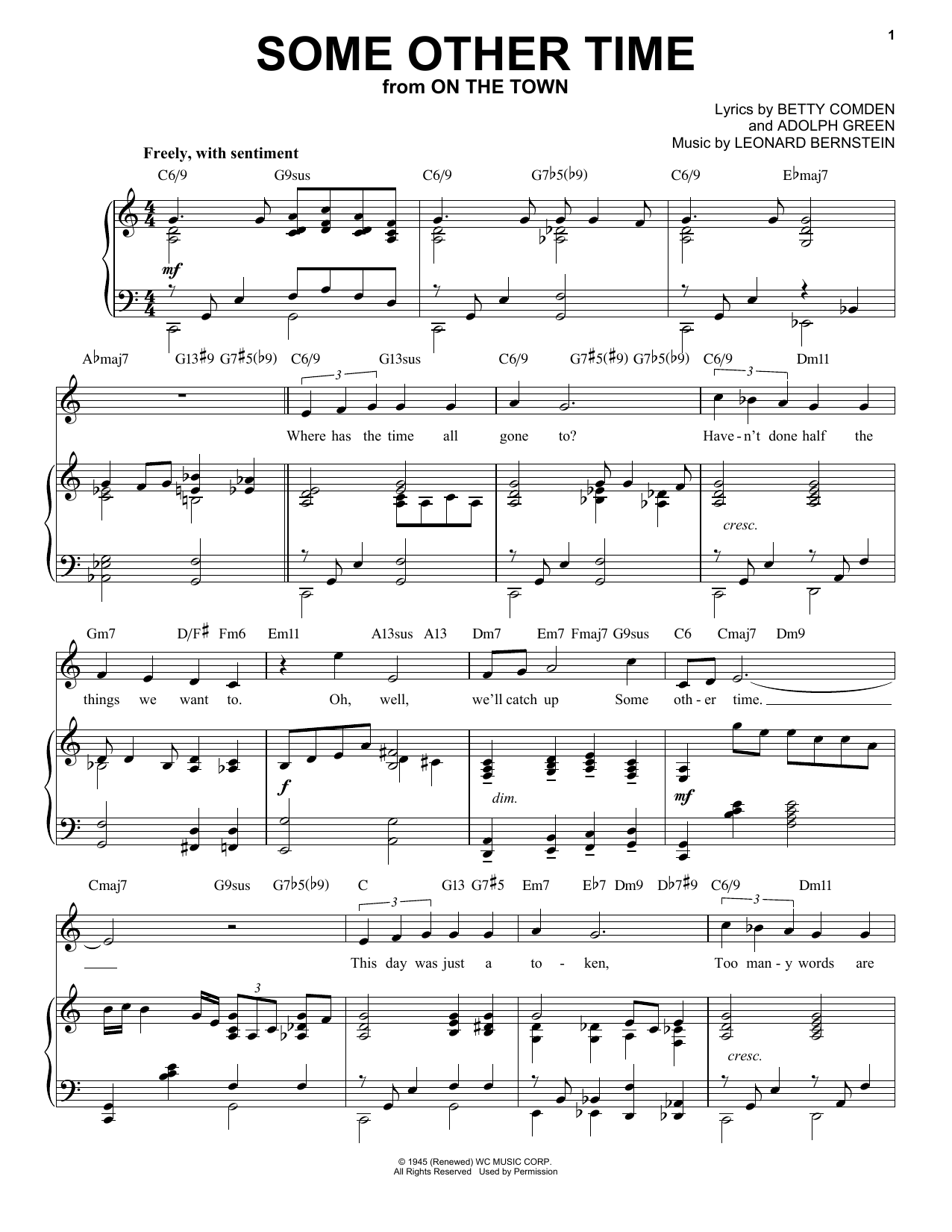 Betty Comden, Adolph Green and Leonard Bernstein Some Other Time [Jazz version] (arr. Brent Edstrom) sheet music notes and chords arranged for Piano & Vocal