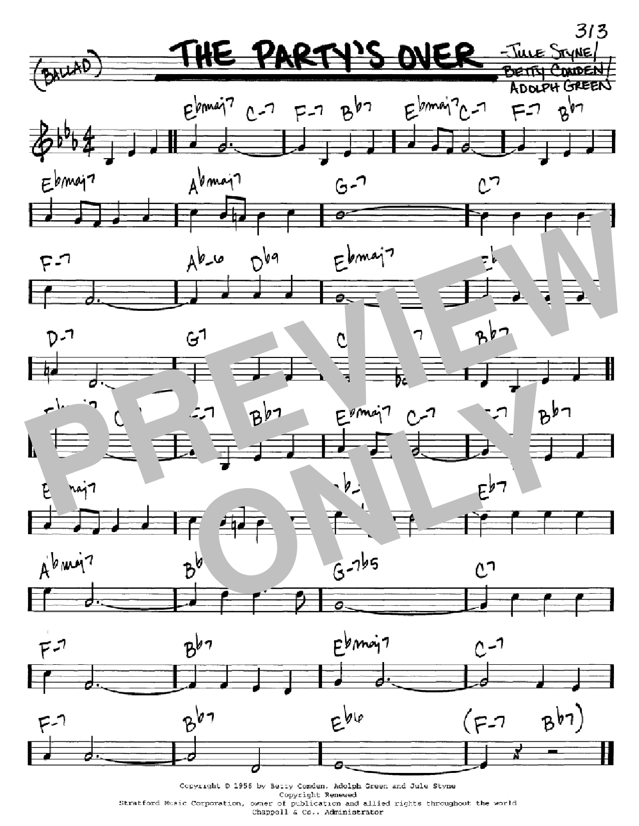 Betty Comden The Party's Over sheet music notes and chords arranged for Piano & Vocal