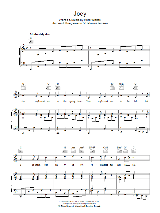 Betty Madigan Joey sheet music notes and chords arranged for Piano, Vocal & Guitar Chords