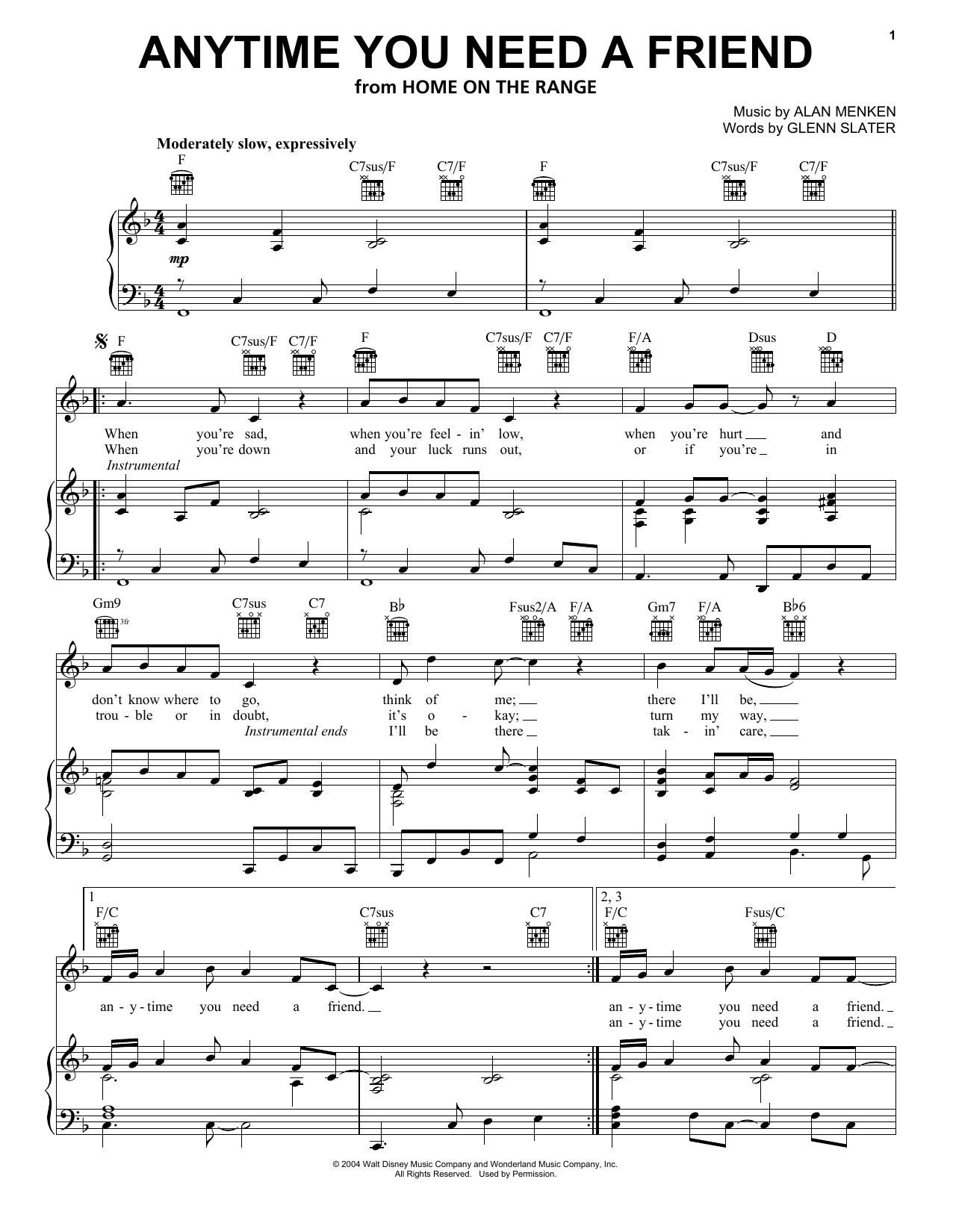 Beu Sisters Anytime You Need A Friend sheet music notes and chords arranged for Piano, Vocal & Guitar Chords (Right-Hand Melody)