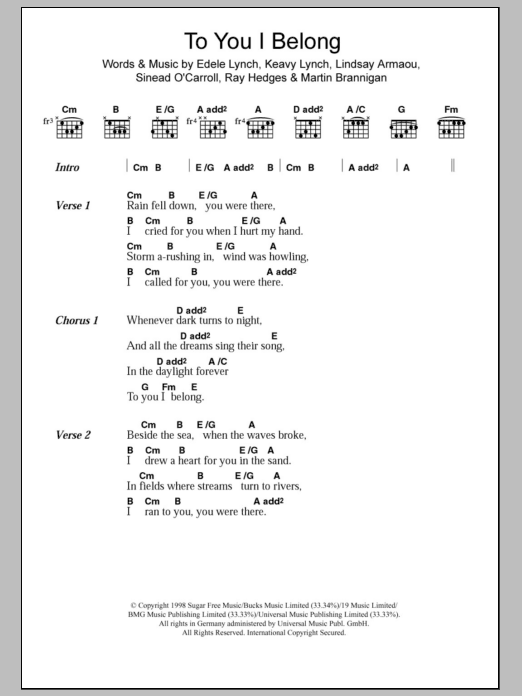 Bewitched To You I Belong sheet music notes and chords arranged for Guitar Chords/Lyrics