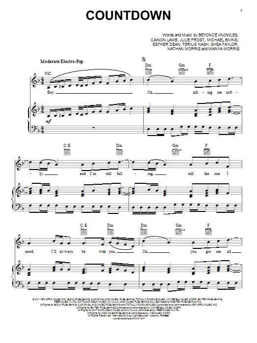 Beyoncé Countdown sheet music notes and chords arranged for French Horn Solo