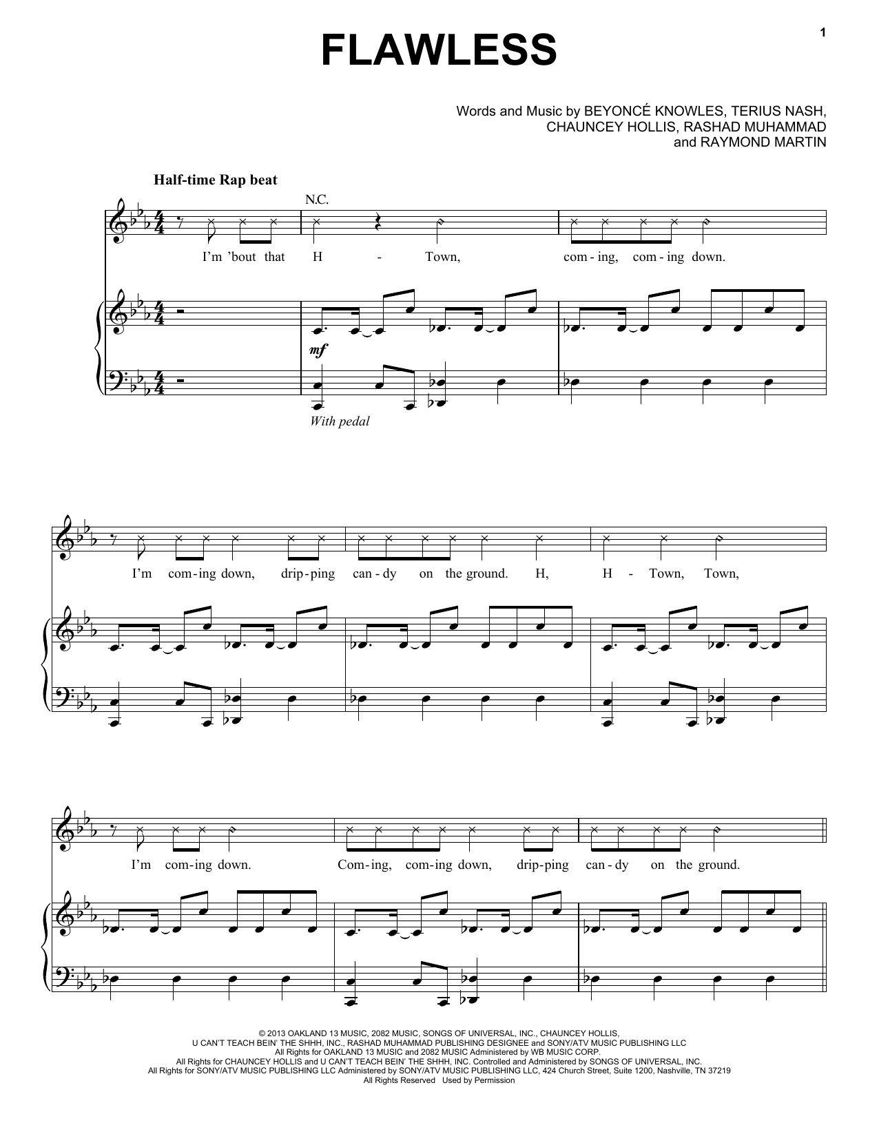 Beyoncé Flawless sheet music notes and chords arranged for Piano, Vocal & Guitar Chords (Right-Hand Melody)