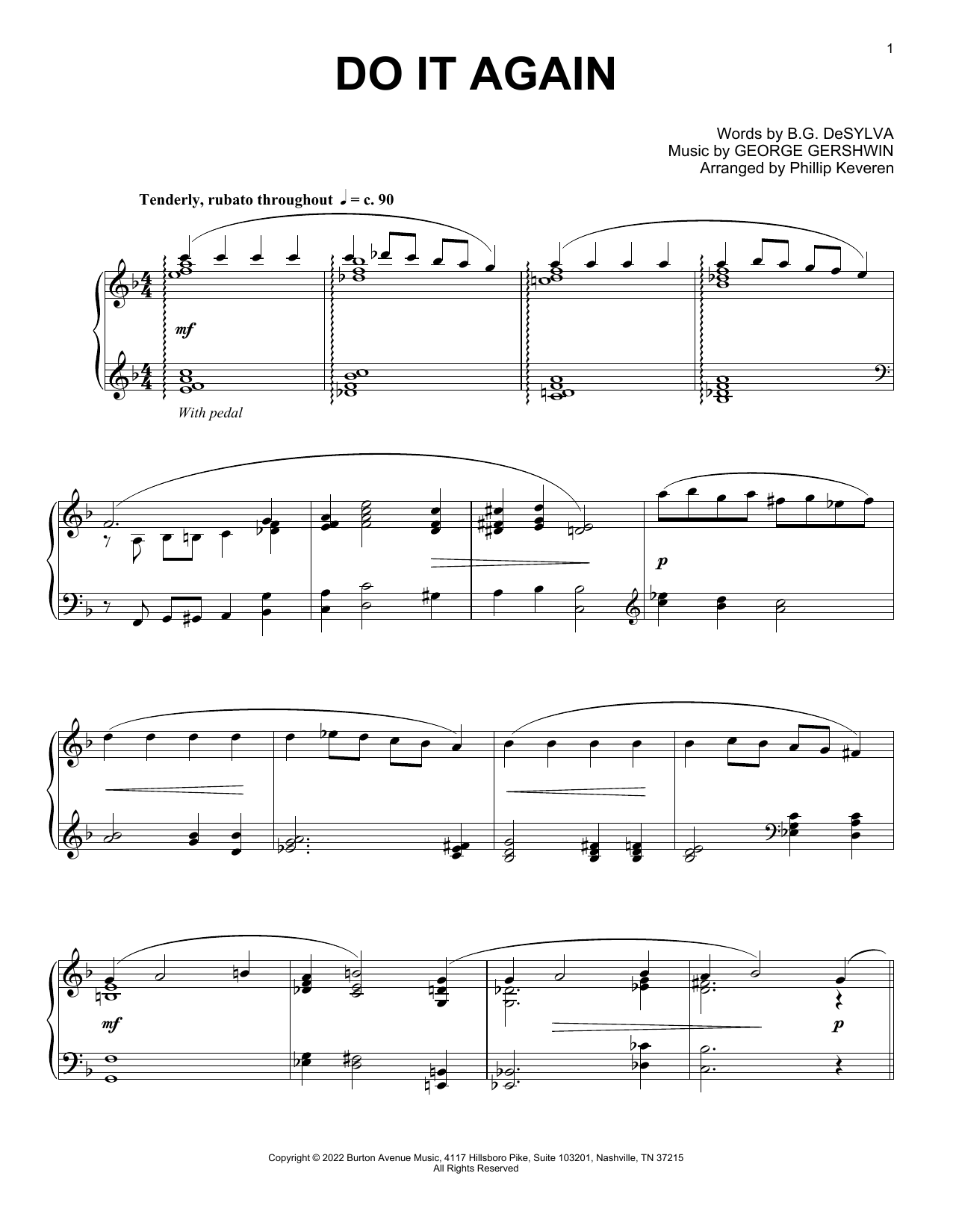 B.G. DeSylva Do It Again (arr. Phillip Keveren) sheet music notes and chords arranged for Piano Solo