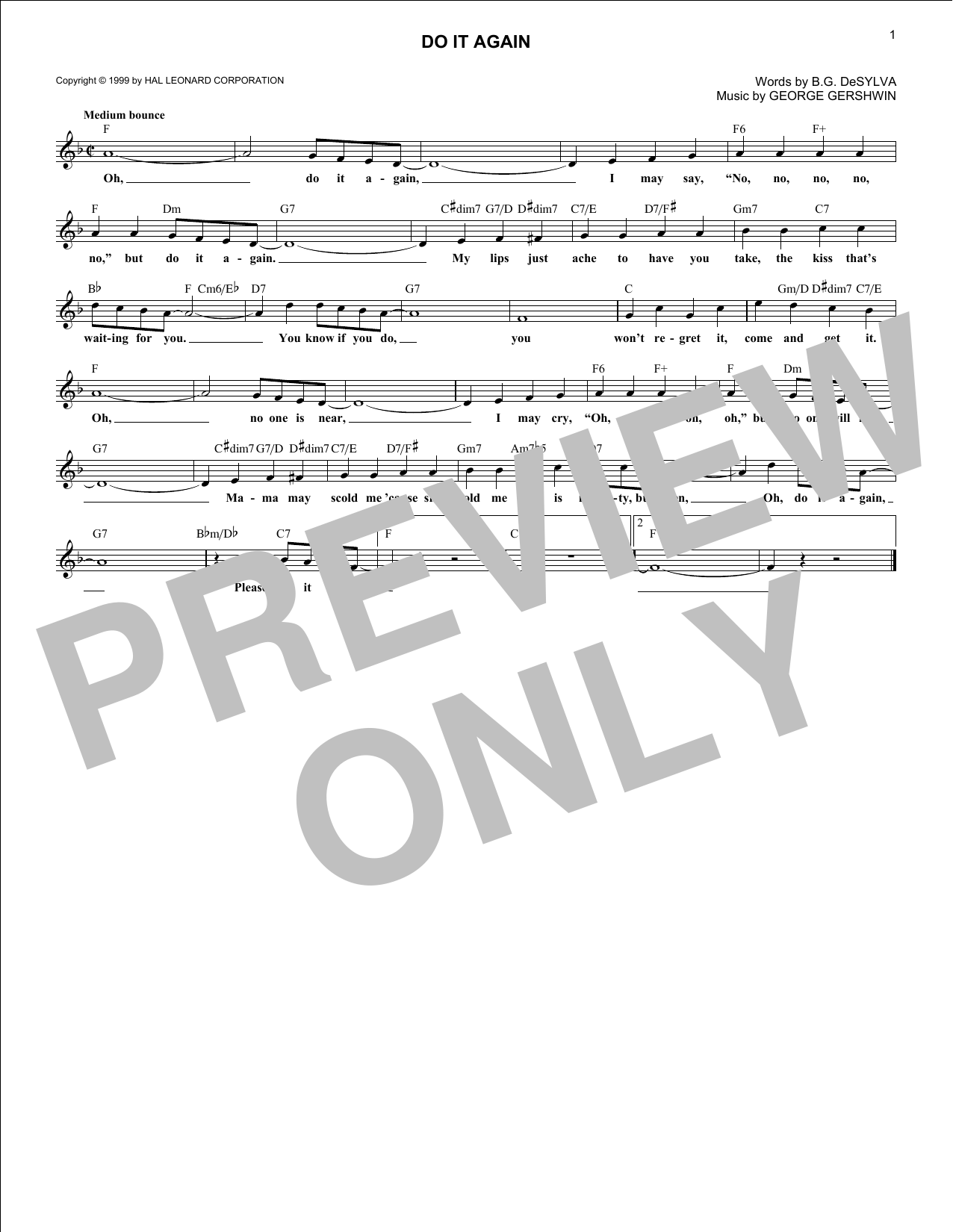 B.G. DeSylva Do It Again sheet music notes and chords arranged for Lead Sheet / Fake Book
