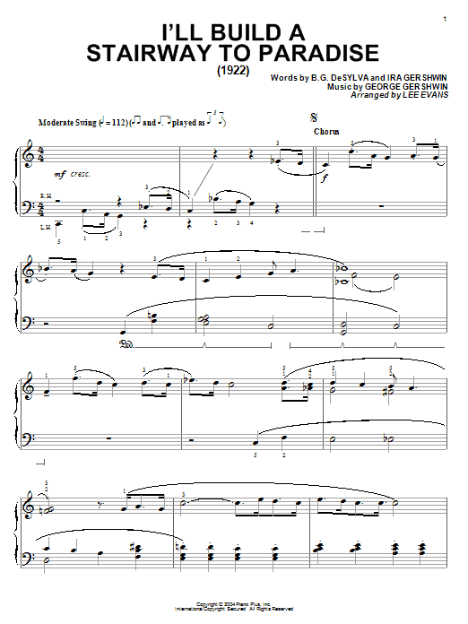 B.G. DeSylva I'll Build A Stairway To Paradise sheet music notes and chords arranged for Piano Solo