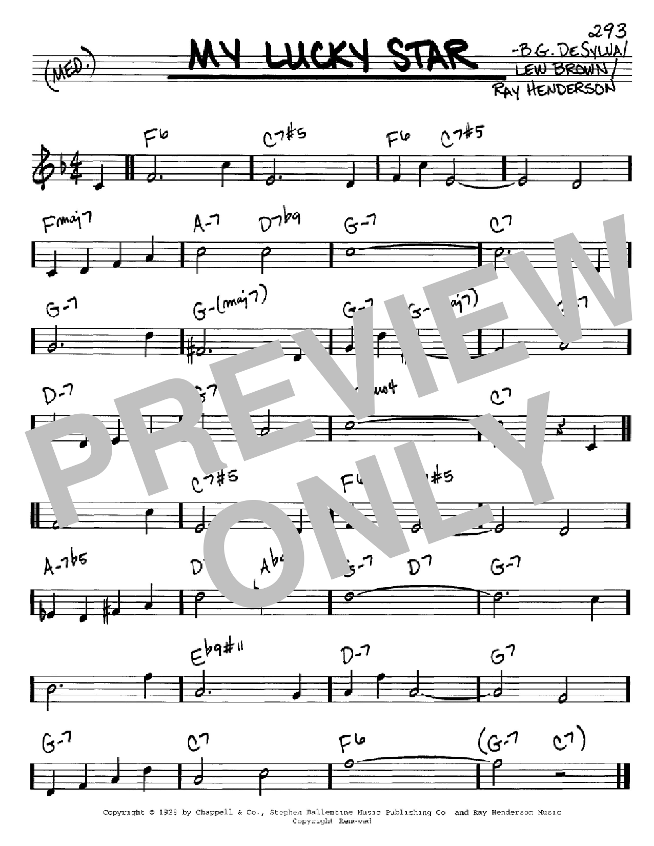 B.G. DeSylva My Lucky Star sheet music notes and chords arranged for Real Book – Melody & Chords – C Instruments