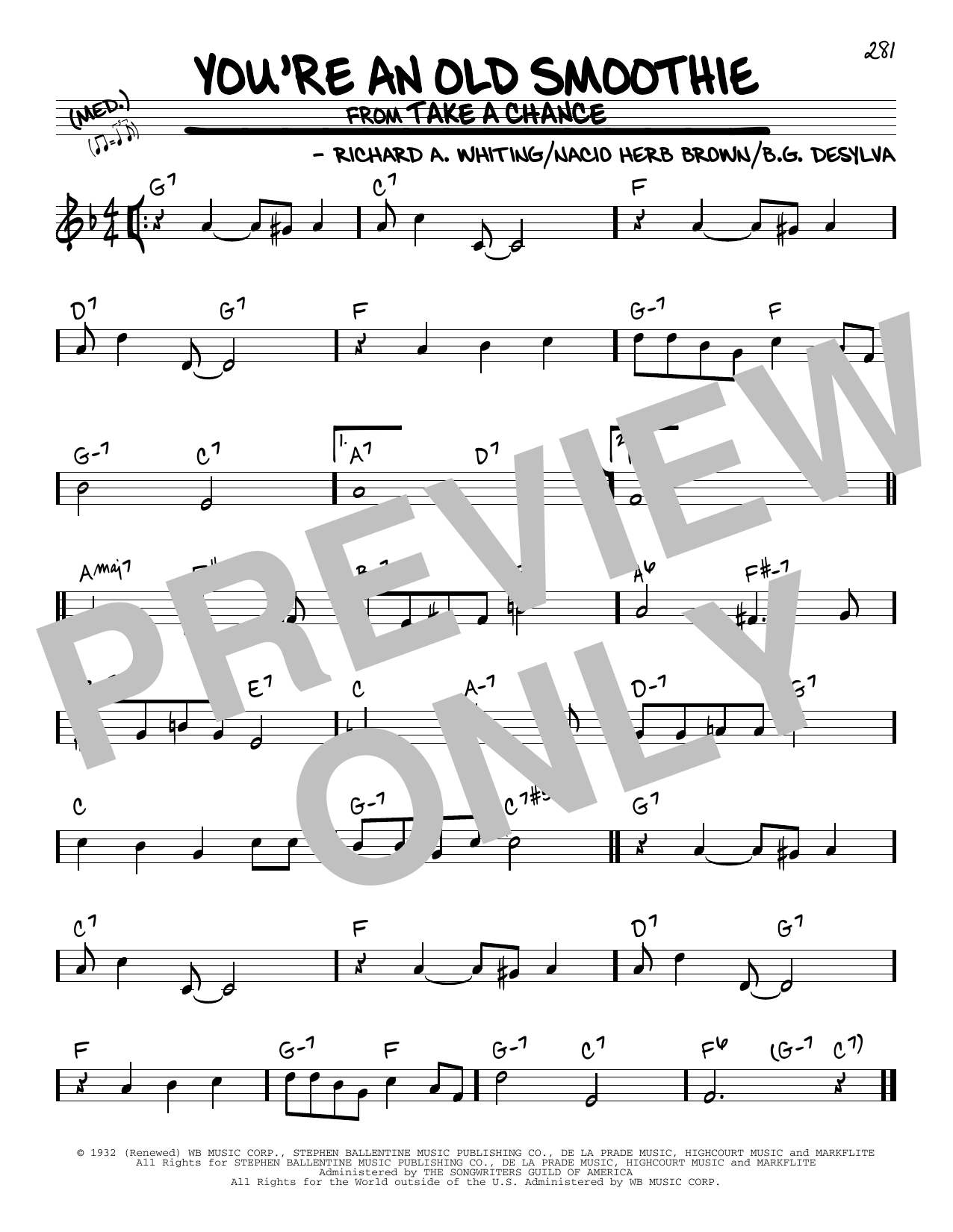 B.G. DeSylva You're An Old Smoothie sheet music notes and chords arranged for Real Book – Melody & Chords
