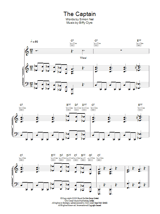 Biffy Clyro The Captain sheet music notes and chords arranged for Piano, Vocal & Guitar Chords