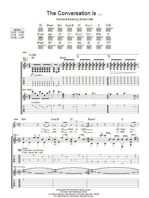 Biffy Clyro The Conversation Is... sheet music notes and chords arranged for Guitar Tab