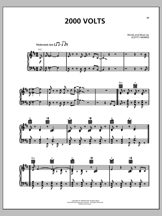 Big Bad Voodoo Daddy 2000 Volts sheet music notes and chords arranged for Piano, Vocal & Guitar Chords (Right-Hand Melody)